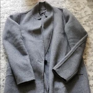 ZARA Woman Charcoal Gray Handmade Wool Long Open Front Duster Coat